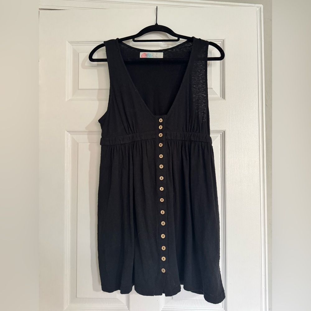 Free People Beach button-up dress in black- size medium